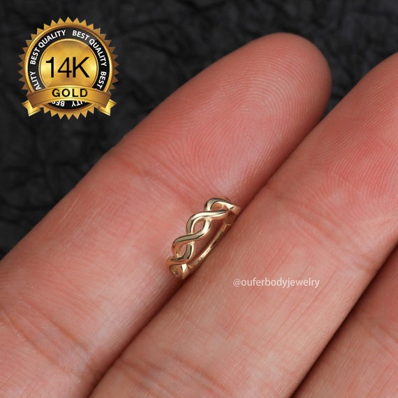 14K Solid Gold Twist Helix Hoop/tragus Jewelry/cartilage Etsy