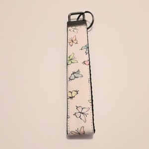 Key Fob Wristlet, Fabric Key Fob , Fabric Lanyard, Teachers Gift, Fabric Key chain, gift under 20, Butterfly key chain for her