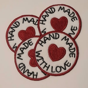 Hand made with Love Tag, Memory patch for bears, memory patch for pillows, Bulk Patches