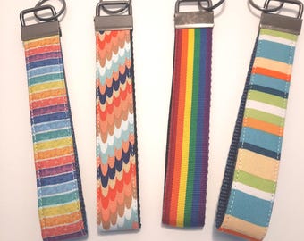 Key Fob Wristlet, Fabric Key Fob, Pride Key Fob, Pride Key Lanyard, Pride gift, Rainbow Key chain, Pride key ring