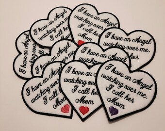 Toppa commemorativa ricamata: cuore "Angelo che veglia su di me"