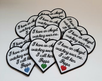 Embroidered 'Poppa' Memory Patch: Heart Angel Design