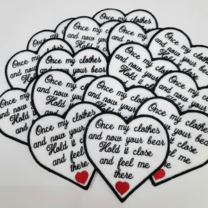 Heart Memory Patch, Hug shirt Patch, Memory patch for bears, Memory patch for sewing, memory patch for pillows, Bulk Patches