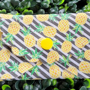 Mini portefeuille fait main - Porte-cartes en similicuir à imprimé ananas | Petite pochette pliante