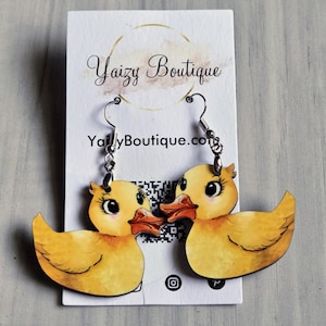 Handmade Cute Yellow Duck Earrings