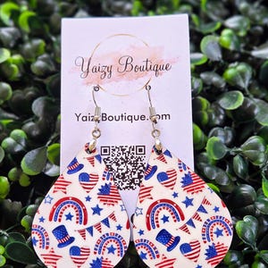 Handmade Patriotic Teardrop Dangle Earrings