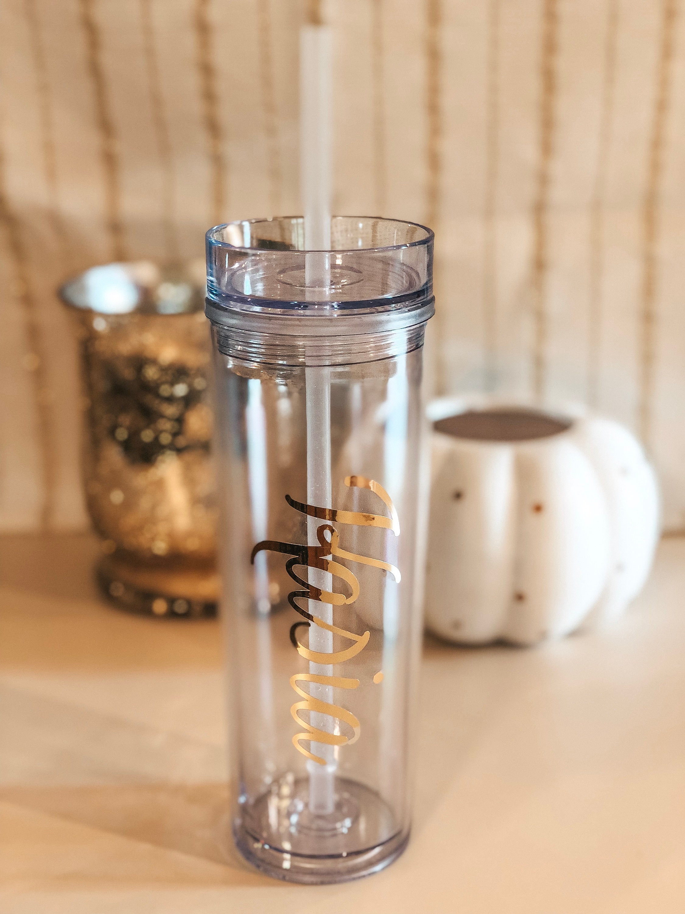 Clear Personalized Tumbler with Straw 16 oz Etsy