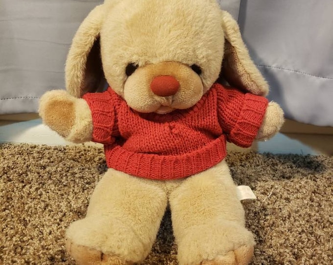 Westcliff Ltd Tan Puppy Dog in Red Sweater