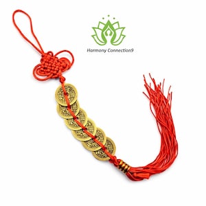 Feng Shui I-Ching Coin Set, Chinese Knot, Lucky Home Decor
