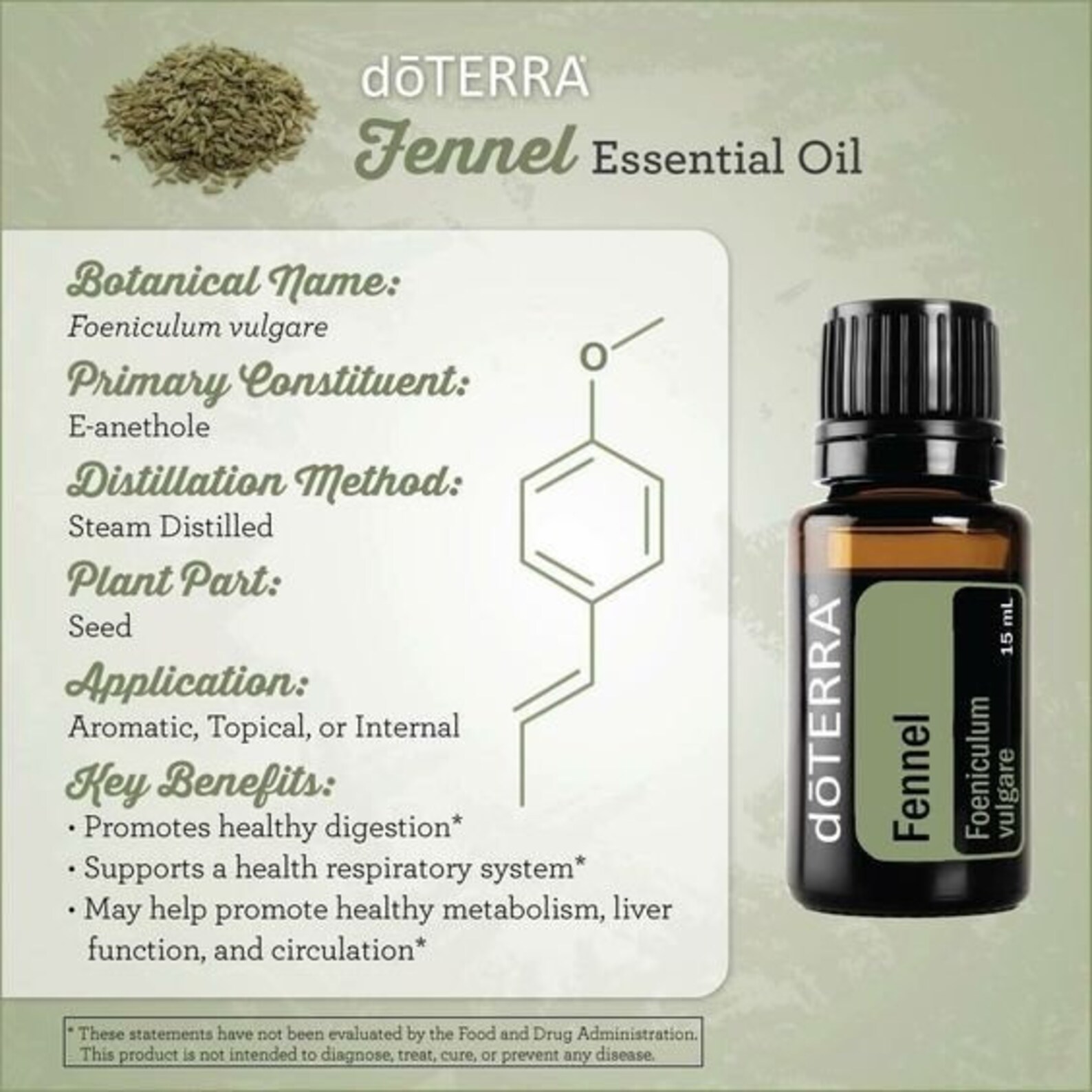 Doterra Fennel sweet Essential Oil 15ml Foeniculum Vulgare Etsy