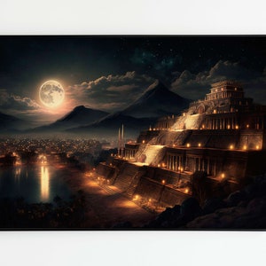 Ancient City of Tenochtitlán Digital Art|Aztec Wall Art|Mexica city-state of the Aztec empire|Mexican art|Mexico gifts|Printable Download