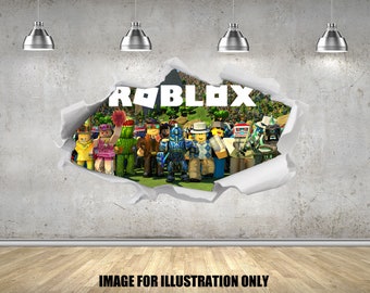 Roblox Wall Sticker Etsy - roblox hole in wall 3d effect wall sticker suitable for kids bedroom walls doors and glass windows xxxl 130cm x 89cm