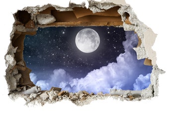 Full Moon Wall Smash Decal Childrens Wall Stickers Bedroom Wall Art 4 Size