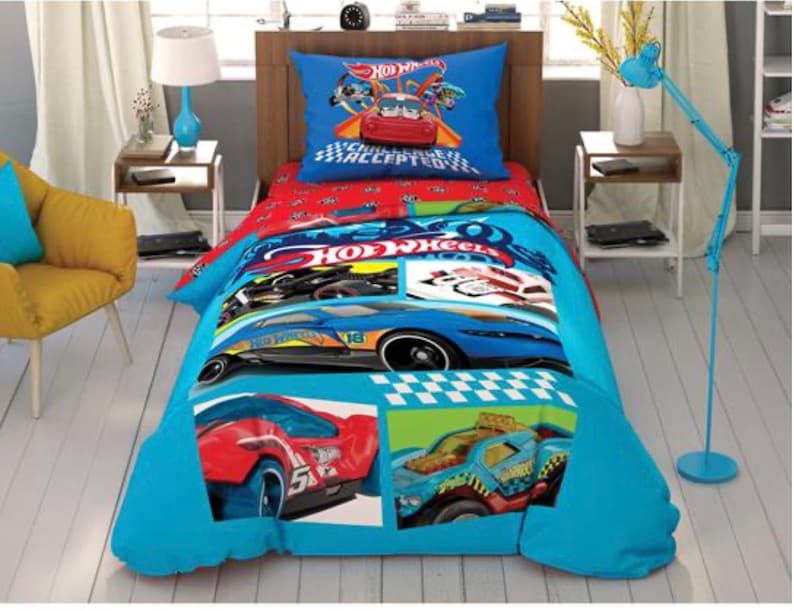100 Turkish Cotton Hot Wheels bedding set Etsy
