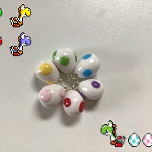 Cute Mini Nintendo Super Mario Bros. Polymer Clay Yoshi Egg Charm/Earrings/Pendant