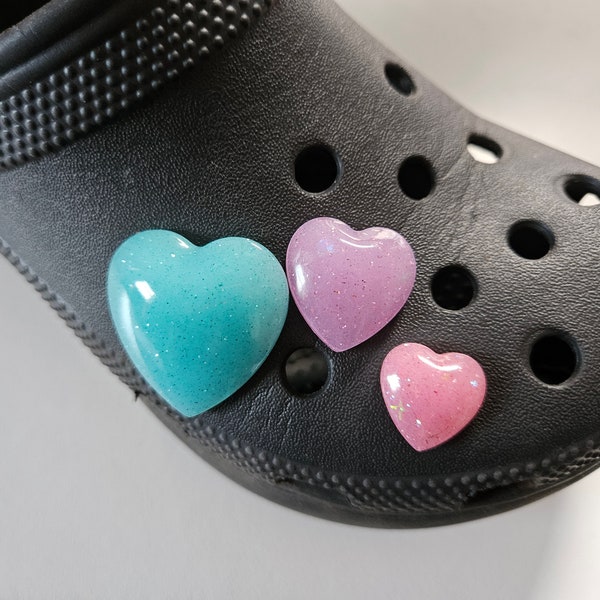 Glitter Resin Heart Shoe Charm