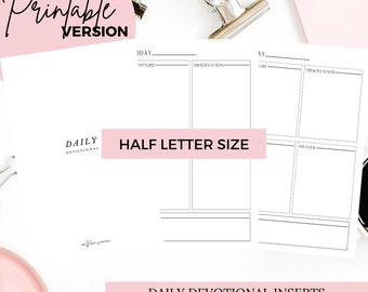 Daily Devotional on 1 page printable half letter inserts