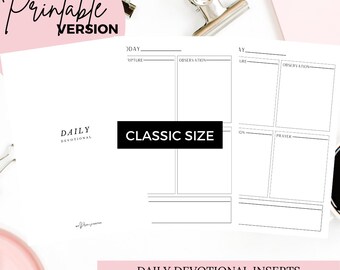 Daily Devotional on 1 page printable insert classic size