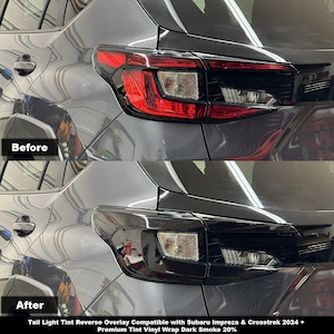 Crux Motorsports Tail Light Tint Reverse Overlay Dark Smoke 20% for Subaru Impreza, Crosstrek & Wilderness 2024+