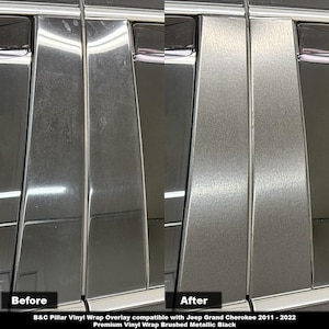 Crux Motorsports B&C Pillar Vinyl Wrap Overlay Brushed Black Metallic Compatible with Jeep Grand Cherokee 2011 – 2022 WK2