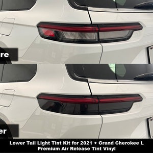 Crux Motorsports Precut Lower Tail Light Tint Kit Tint for 2021 + Jeep Grand Cherokee L & NON L