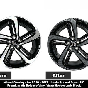 Crux Motorsports Honeycomb Black Wheel overlays for 2018 – 2022 Honda Accord Sport 19″ Wheels