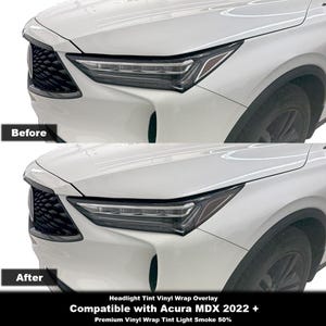 Crux Moto Headlight Tint Vinyl Wrap Overlay - Leichter Rauch 50% | Präzisions-Passend für Acura MDX 2022+