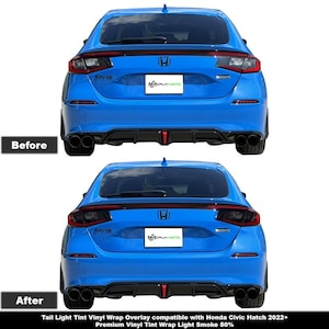 Recubrimiento de vinilo tintado para luz trasera Crux Moto, color humo claro, compatible al 50 % con Honda Civic Hatch 2022+
