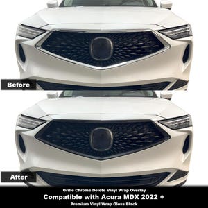 Crux Moto Grille Chrom Delete Vinyl Wrap Overlay - Schwarz glänzend | Präzisions-Passform kompatibel mit Acura MDX 2022+