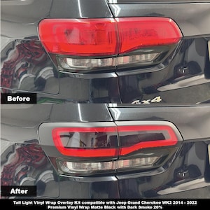 Crux Motorsports Tail Light vinyl wrap overlay kit Matte Black compatible with Jeep Grand Cherokee WK2 2014 – 2022