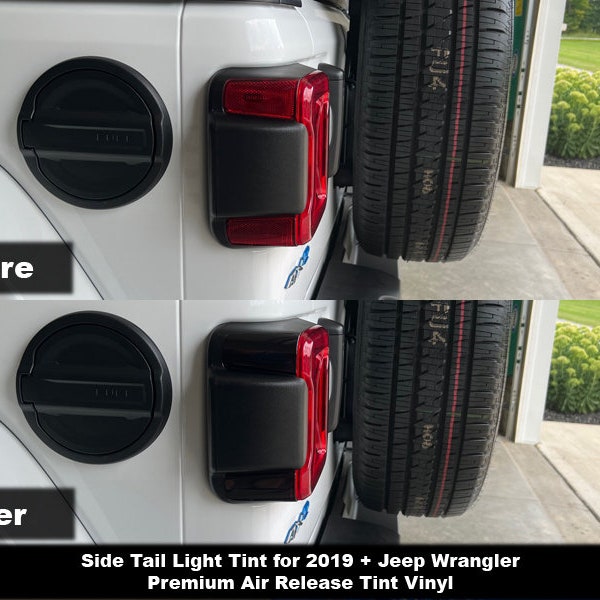 Crux Moto Tail Light Side Tint Overlay  For 2019 + Jeep  Wrangler No Bubbles Air Release Film!