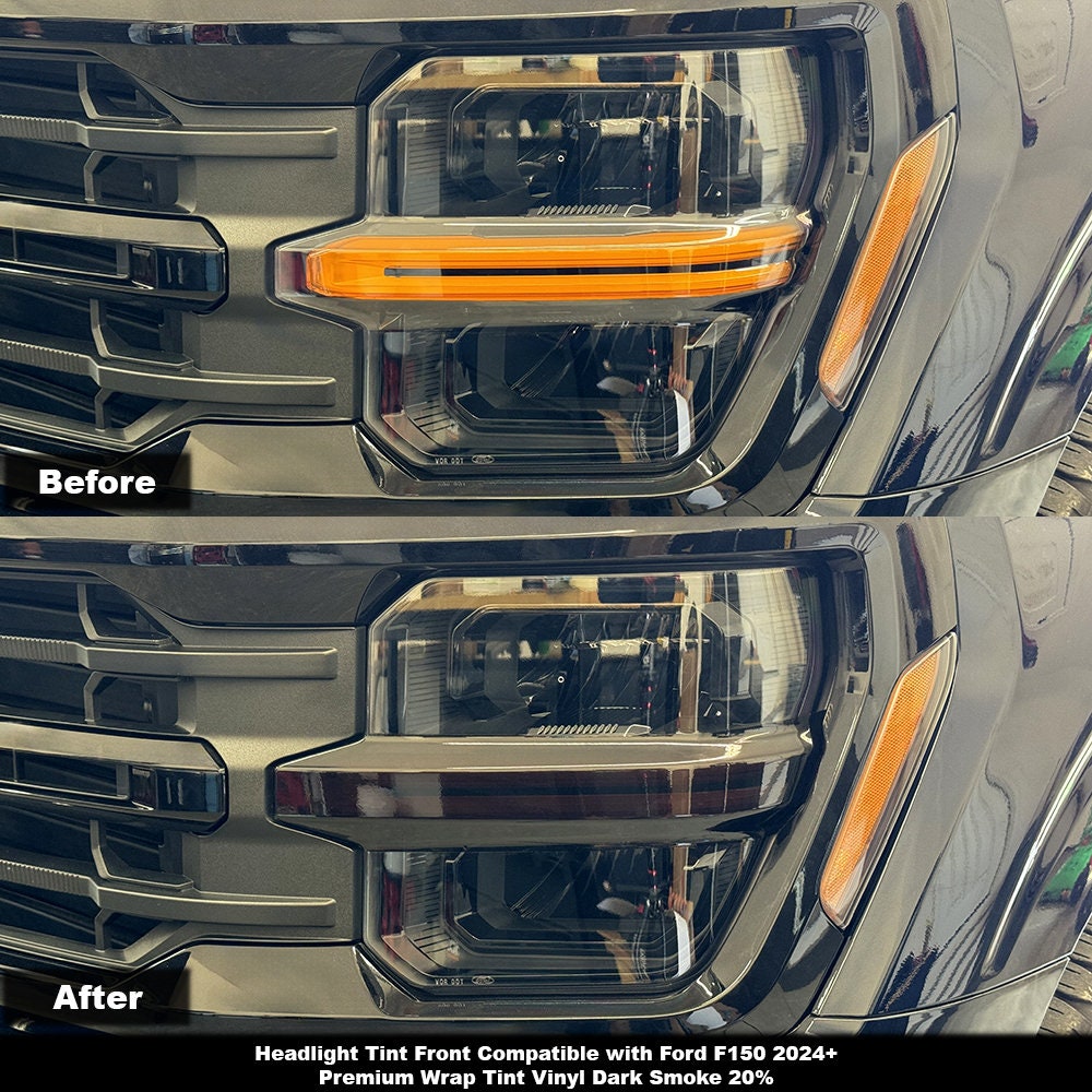 Crux Motorsports Headlight Front Tint Dark Smoke 20% for Ford F150 2024 +