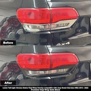 Crux Motorsports Lower Tail Light Chrome Delete Vinyl Wrap Overlay Satin Black compatible with Jeep Grand Cherokee 2014 – 2022 WK2