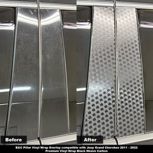 Crux Motorsports B&C Pillar Vinyl Wrap Overlay Carbon Weave Compatible with Jeep Grand Cherokee 2011 – 2022 WK2
