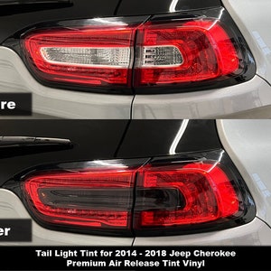 Crux Moto Tail Light Tint Center Only  For 2014 - 2018 Jeep Cherokee No Bubbles Air Release Film!
