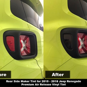 Crux Motorsports Precut Rear Side Marker Tint Overlay for 2015 - 2018 Jeep Renegade