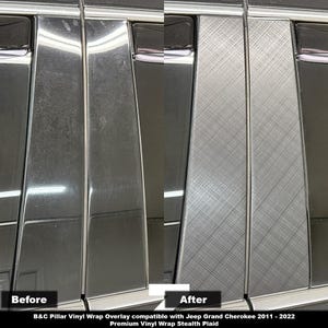 Crux Motorsports B&C Pillar Vinyl Wrap Overlay Black Stealth Plaid Compatible with Jeep Grand Cherokee 2011 – 2022 WK2