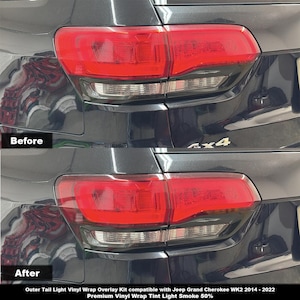 Crux Motorsports Tail Light Outer Only Kit Vinyl Wrap Overlay Light Smoke 50% compatible with Jeep Grand Cherokee 2014 – 2022 WK2