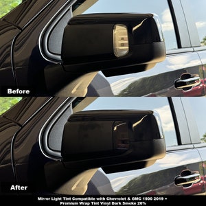Crux Motorsports Mirror Tint Overlay Dark Smoke 20% for Chevrolet & GMC 1500 2019 +