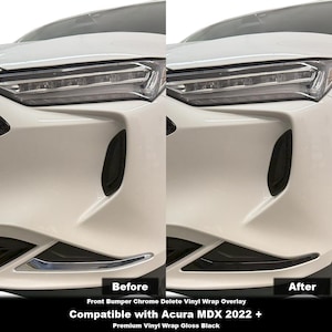Crux Moto Frontstoßstange Chrom Delete Vinyl Wrap Overlay - Schwarz glänzend | Präzisions-Passform kompatibel mit Acura MDX 2022+