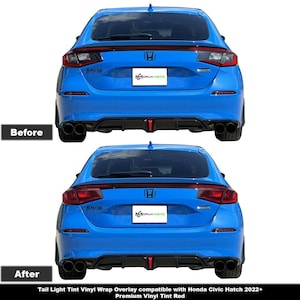 Revestimiento de vinilo tintado para luz trasera Crux Moto, color rojo, compatible con Honda Civic Hatch 2022+