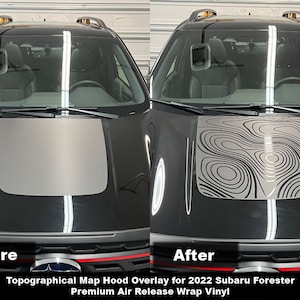 Crux Motorsports voorgesneden topografische kaart Hood Overlay Kit voor 2022 + Subaru Forester Wilderness