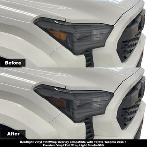Crux Motorsports Koplamp Tint Vinyl Wrap Overlay Light Smoke 50% compatibel met Toyota Tacoma 2024+