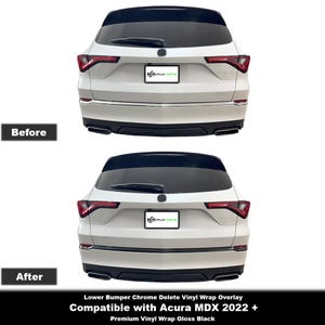 Crux Moto Heckstoßstange Chrom Delete Vinyl Wrap Overlay - Schwarz glänzend | Präzisions-Passform kompatibel mit Acura MDX 2022+