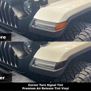 Crux Moto Amber Only Tint Overlay  For 2019 + Jeep  Gladiator & Wrangler LED Lamps only No Bubbles Air Release Film!
