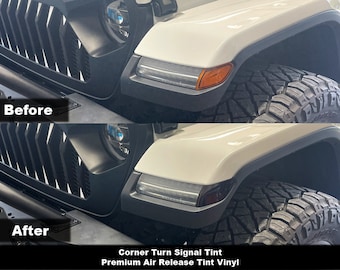Superposición de tinte Crux Moto solo ámbar para 2019 + Jeep Gladiator y Wrangler ¡Solo lámparas LED! ¡Película de liberación de aire sin burbujas!
