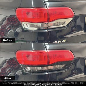 Crux Motorsports Lower Tail Light Chrome Delete Vinyl Wrap Overlay Forged Carbon Confetti compatible with Jeep Grand Cherokee 2014–2022 WK2