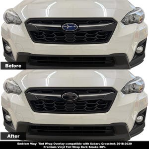 Crux Motorsports Emblem Tint Vinyl Wrap Overlay Dark Smoke 20% Compatible with Subaru Crosstrek 2018 – 2020