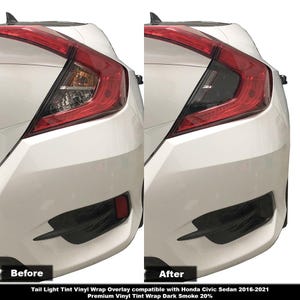 Crux Motorsports Tail Light Tint + Reflectors Vinyl Tint Overlay Compatible with Honda Civic Sedan 2016 – 2021