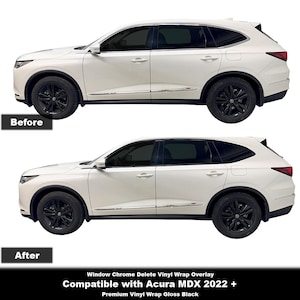 Crux Moto Fenster Chrom Delete Vinyl Wrap Overlays | Präzisions-Passform kompatibel mit Acura MDX 2022+